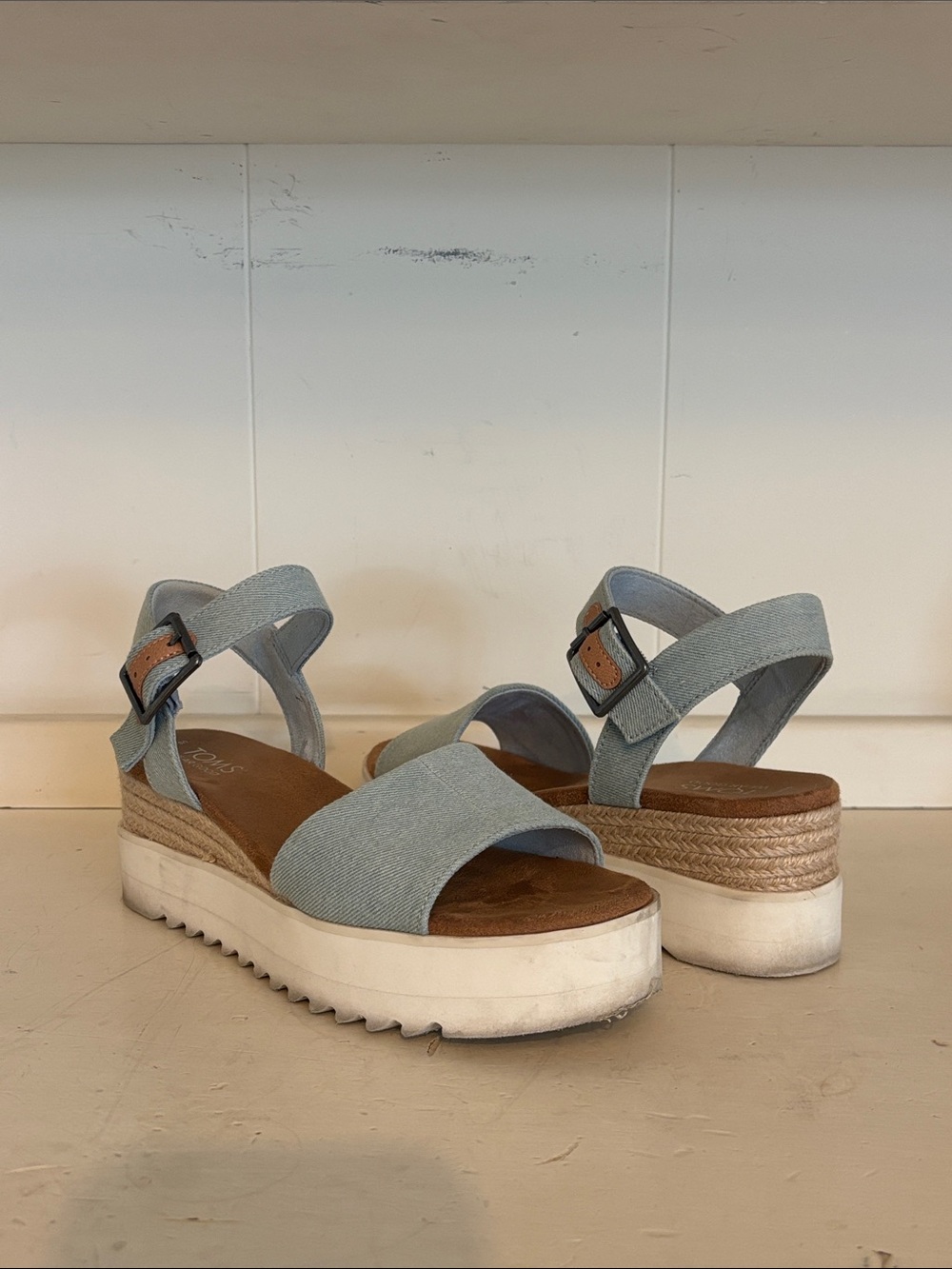 Tom’s Espadrille Wedge  Platform Sandals with Buckle